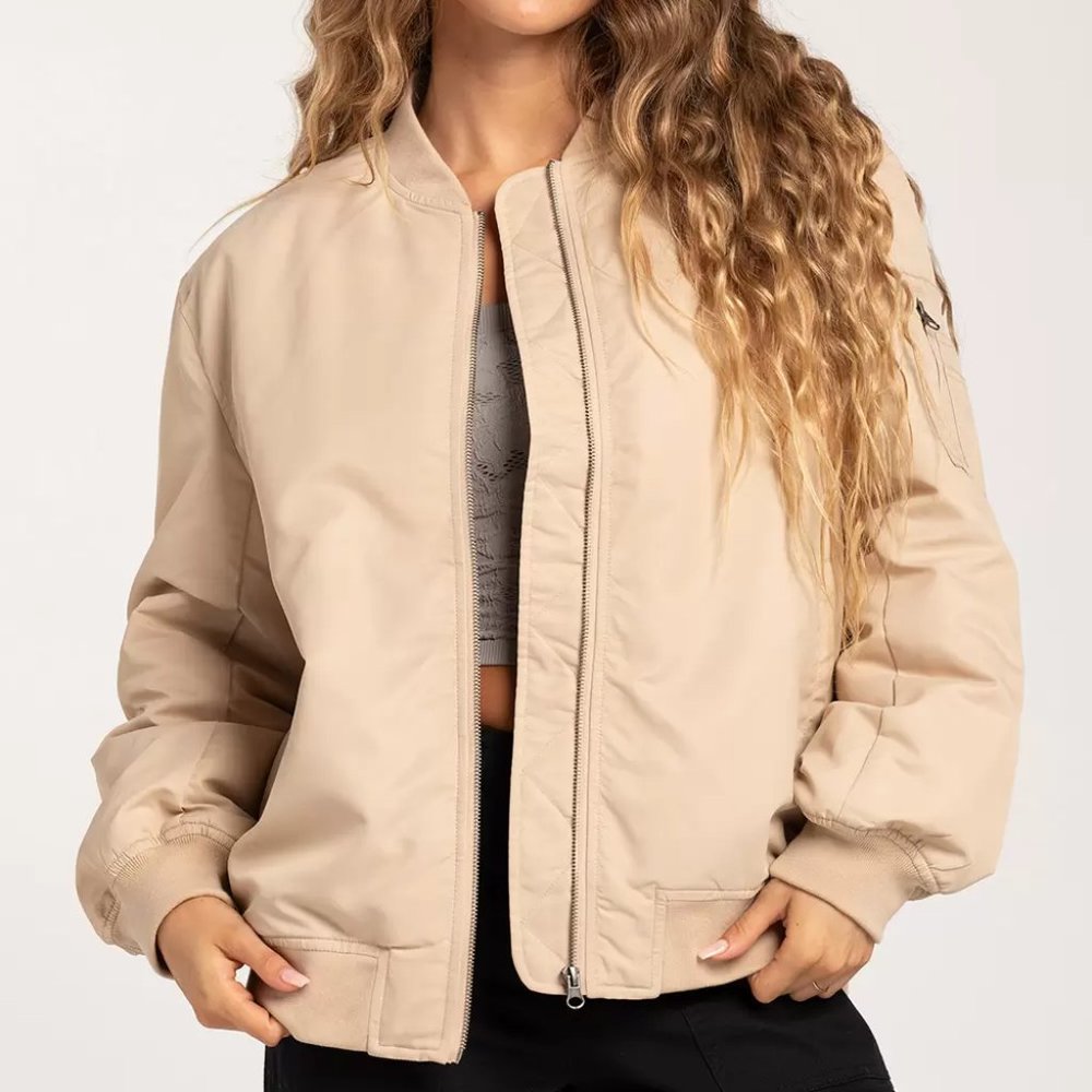 FULL TILT Womens Tan Bomber Jacket/NWT/S
